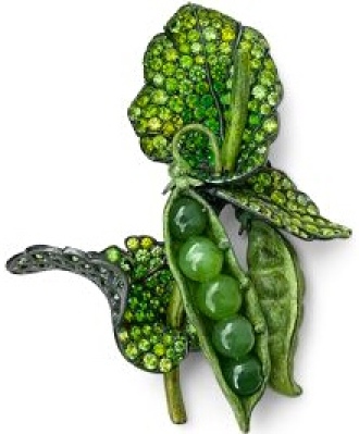 #HEMMERLE #Broche #Jade #Grenats #Argent #Or