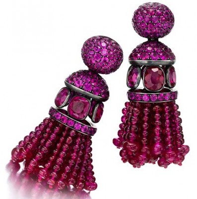 #HEMMERLE #Rubis #Saphirs Roses #Or #boucles d'oreilles #earrings #ruby #pink sapphire