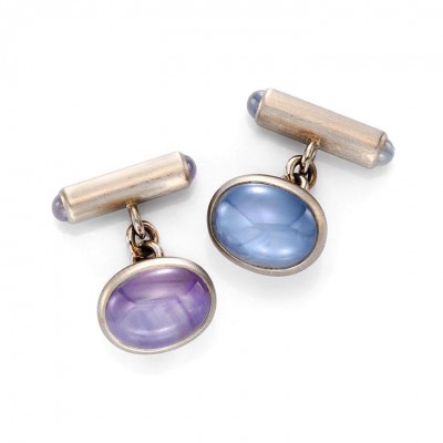 HEMMERLE-a pair of cabochon star sapphires cufflinks