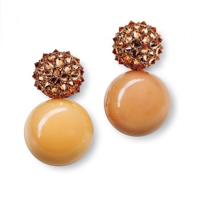 HEMMERLE-earrings-melo peals-garnet-gold-bronz-copper
