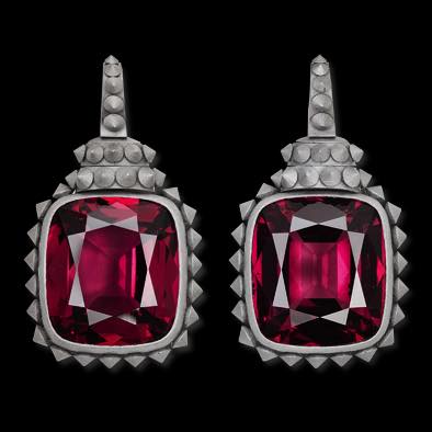 HEMMERLE-earrings-white gold-alumiium-rhodolites
