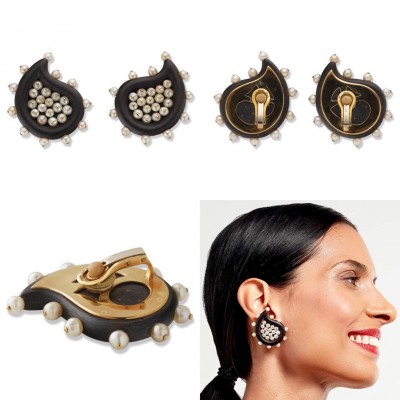 #JAR #Clip d'oreilles #Ebene #perles fines