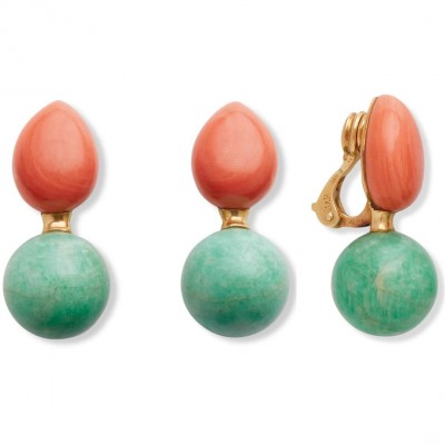 #JAR #Corail #Amazonite #Earrings #Boucles d'oreilles