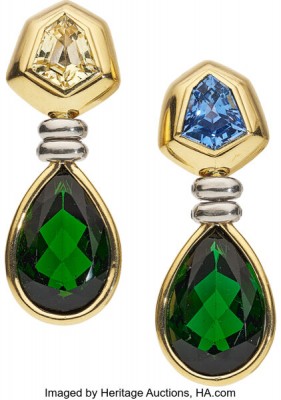 #POIRAY #Sapphire #Tourmaline #Gold #Earrings