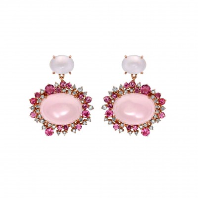 #BRUMANI #Baobab collection #Earrings #Diamonds #PInk quartz #Tourmaline