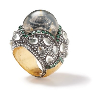 #SEVAN BICAKI #Rock Crystal #Colored Diamond #Diamond #Gold #Silver #‘Oh God, Let it Rain’ #Ring #Quartz #Diamants de couleur #Or #Argent