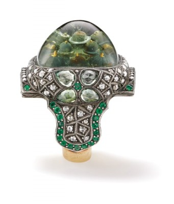EVAN BICAKI #Rock Crystal #Diamond #Chrysoberyl #Emerald #Gold #Silver #‘Blue Mosque’ Ring #Cristal de roche #Emeraude #Or #Argent #Bague