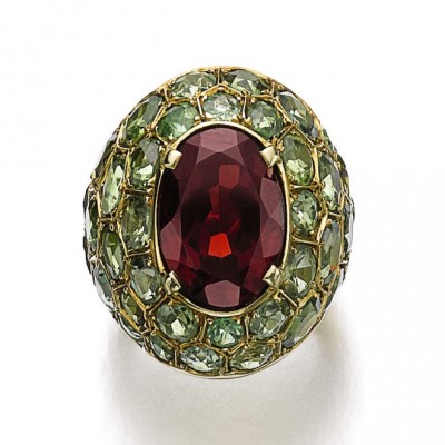 #SUZANNE BELPERON #garnet #peridot #ring