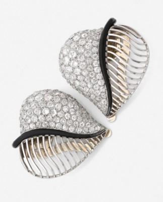 ANNE BELPERRON# Art Moderne #diamond #clip brooches 'Feuilles' #circa 1935 #Diamant