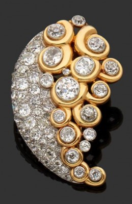#SUZANNE BELPERRON #Gold #Platinum #diamaond #Brooch #'FLEUR DE CACHMIRE' #CIRCA 1943