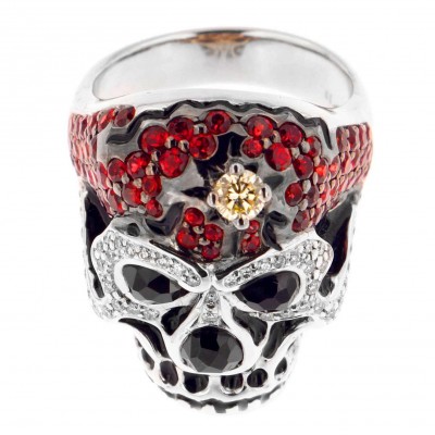 #ZORAB #Sapphire #Spinel #Diamonds #Skull Cocktail Ring #saphir #diamant #spinelle