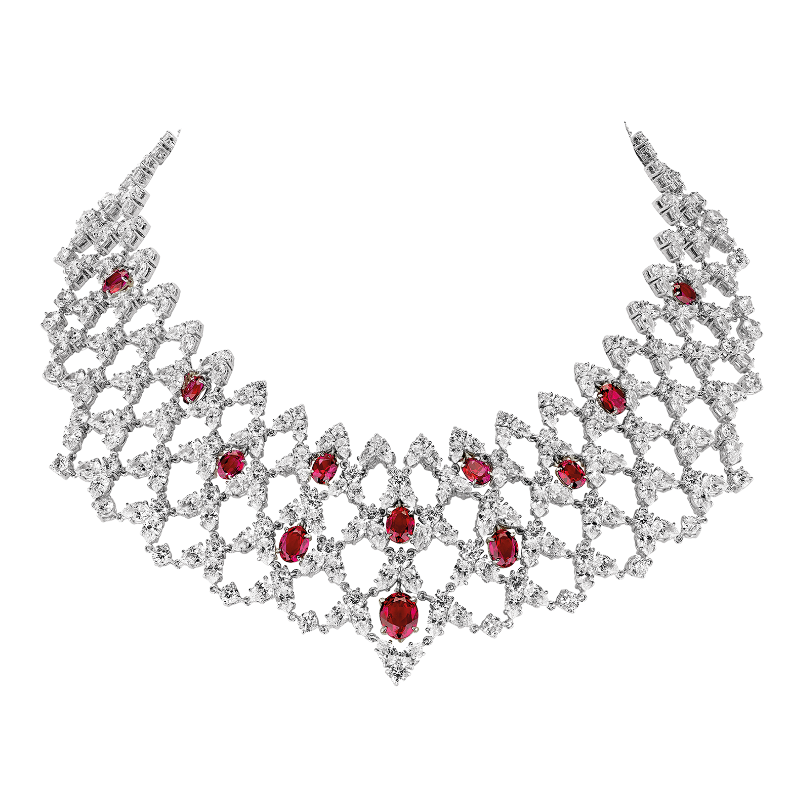 Collier illusion, "Burmalite" rouge rubis - Illusion collar, rubis red "burmalite"