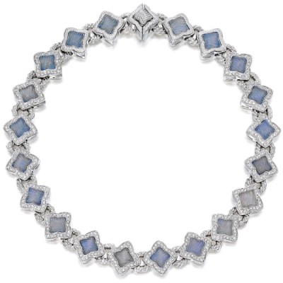#DAVID YURMAN #Chalcedony #Diamond #White Gold #'Quatrefoil' Necklace #Calcédoine #Diamant