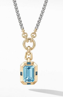 #DAVID YURMAN #Pendant #Pendentif #8K Yellow Gold #Or jaune #Blue topaz #Topaze bleue