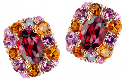 ISABELLE LANGLOIS- boucles d'oreilles Emotion-rhodolites-saphirs roses-grenats-citrines