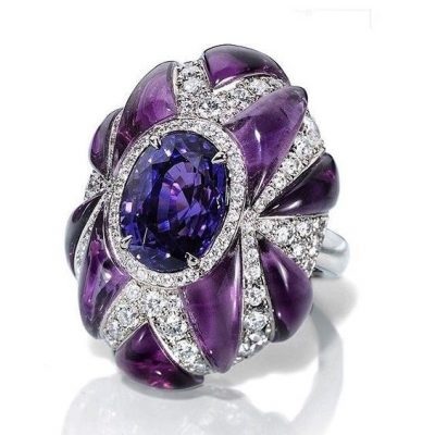 #LEVIEV #joaillerie #jewelry #Purple sapphire #Saphir pourpre #Améthyste #Amethyst #Diamant #Diamond #Ring #Bague