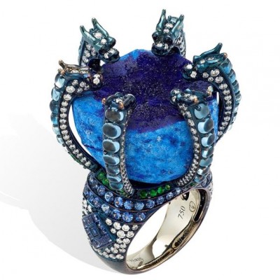 #LYDIA COURTEILLE #Azurite #Sapphire #Tsavorite #diamond #Saphir #diamant