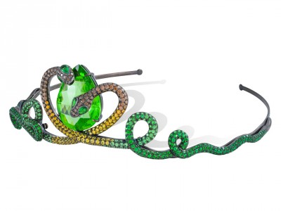 LYDIA COURTEILLE-Broche-tsavorite-diamants bruns-saphirs jaunes-péridot-or rhodié noir