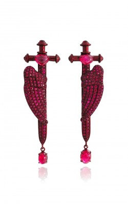 #LYDIA COURTEILLE #Scarlet Empress #Ruby #Cross Earrings