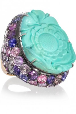 LYDIA COURTEILLE-sapphires-carved turquoise - saphirs - turquoise gravée