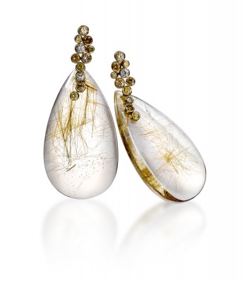 #MARK PATTERSON #rutilated quartz #colored diamonds #18k yellow gold #quartz rutile #Diamants de couleur #Or