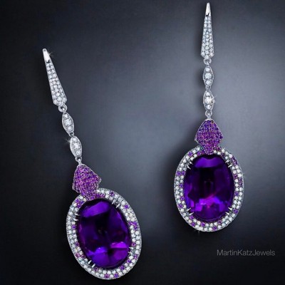 #MARTIN KATZ #Earrings #diamonds #amthysts #diamants #améthystes #boucles d'oreilles