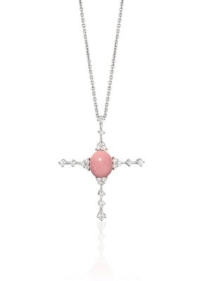 #MIKIMOTO #Conch Pearl #Diamond 'Cross' #Pendant Necklace