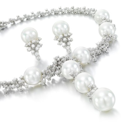 #MIKIMOTO #Cultured pearl #diamond #demi-parure #Perle de culture #diamant