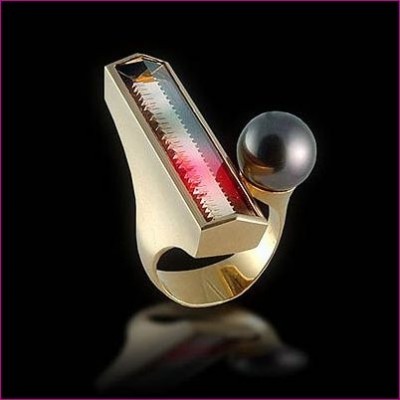 MUNSTEINER-Bague-or jaune-tourmaline-perle de Tahit