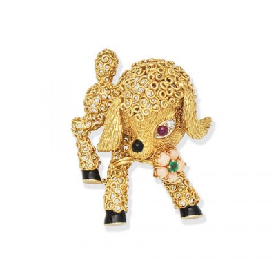 PIAGET #Gem Set #Brooch #Coral #Emerald #Diamond #Circa 1965