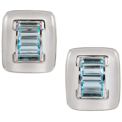 #SEAMAN CHEPPS #Blue Topaz #White Quartz #'Ponte' Earrings #Topaze Bleue #Boucles d'oreilles