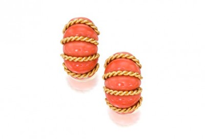 #SEAMAN-SCHEPPS-#Gold-#Coral-#earclips