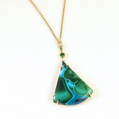 #TIBER #MARIE CAROLINE LAGACHE #Collier #pendant #or jaune #yellow gold #azurite-malachite #tsavorite #tourmaline paraïba