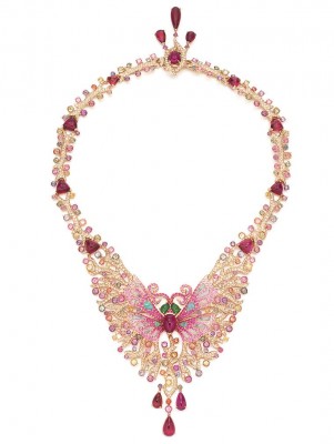 #WENDY YUE #Necklace #BrownDiamonds #Opals #Rhodolites #GreenGarnets #PInkSapphires #Diamonds #PurpleSapphires