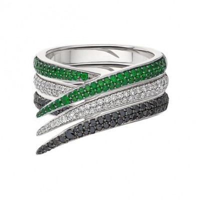 #SHAUN LEANE #TWhite and black diamonds #Tsavorite garnets #ring