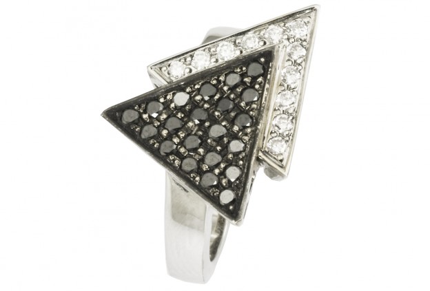 Flèche de Cupidon-diamants noirs-diamants blancs