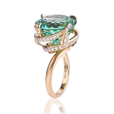 #CARELLE #After Dark #Green Tourmaline #Spiral Ring #Diamonds #Diamants