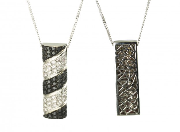 SIKIRDJI Laurent-pendant-white gold-black diamonds-white diamonds