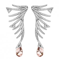AKILIS-boucles d'oreilles Cruella-morganite-diamants-or blanc