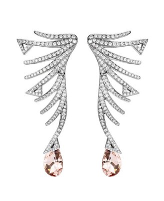 AKILIS-boucles d'oreilles Cruella-morganite-diamants-or blanc