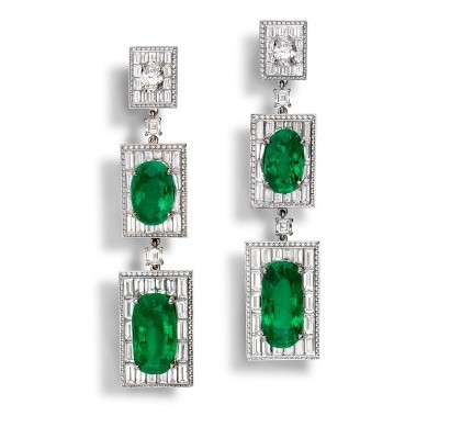 ALEXANDRE REZA-Boucles d'oreilles-émeraudes-diamants
