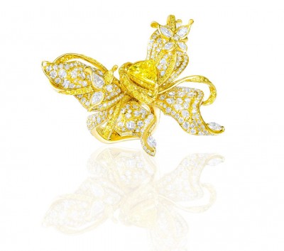 ANNA-HU #PapillonRing #YellowDiamonds #WhiteDiamonds