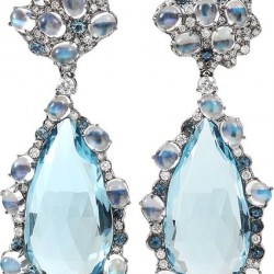 ARUNASHI-Boucle d'oreille -pierre de lune-aigue-marine-topaze
