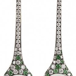 ARUNASHI-Boucle d'oreille-pierre de lune-grenat démontoïde-diamants