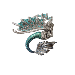 ARUNASHI-Pendentif et broche Sirène-tourmaline paraiba-diamants