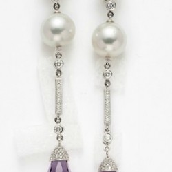 AUTORE-Earrings, diamonds-pearls-peridot-amethyste