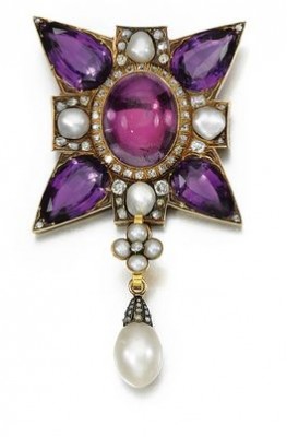 #Amethyst #Pearl #Diamond #Pendant #19th century #Améthyste #Diamant