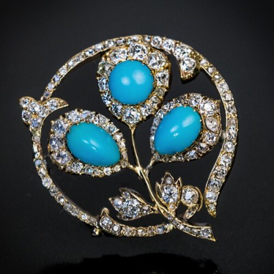 #Antique #Russia #St. Petersburg, circa 1890 #Turquoise #Diamond #Diamant
