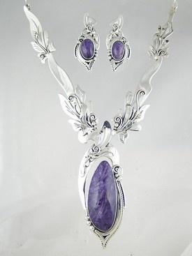 BELPERRON Suzanne-Charoite-Gem Necklace & Earring Set
