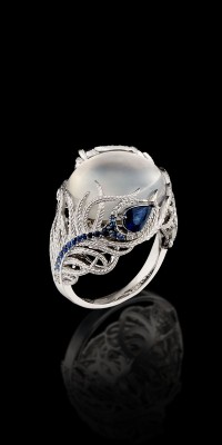 BELPERRON Suzanne-bague-pierre de Lune-diamants-saphirs